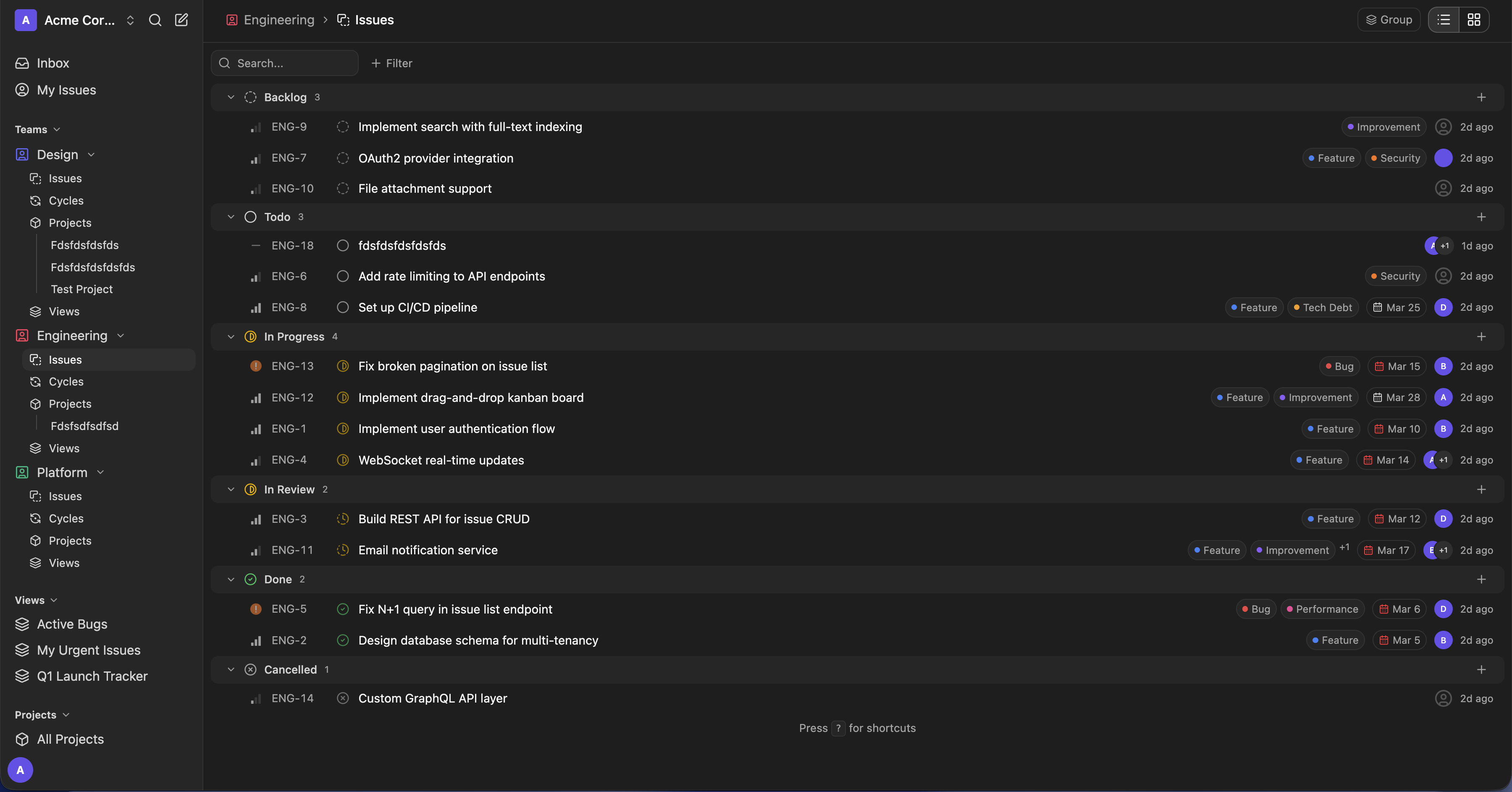 Kuayle issue tracker interface